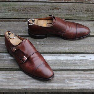 Allen Edmonds Double Monk Strap Cap Toe, Brown Leather, Men's 9 D, Made in USA